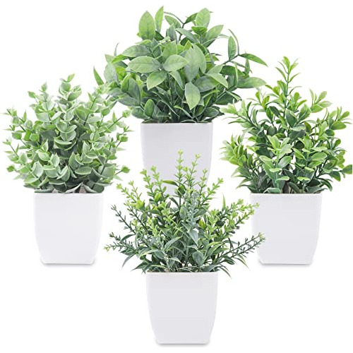 Paquete De 4 Plantas Falsas - Mini Plantas Artificiales...