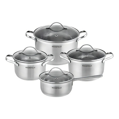 Batería De Cocina Acero Inoxidable Kochstelle 18\u002F10 De 8 Piezas Color Plateado Royal | Envío gratis