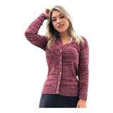 Casaquinho Tricot Feminino Blusa De Frio Com Botoes Inverno