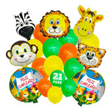 Kit 22 Globos Animalitos Zoologico Fiesta Feliz Cumpleaños 