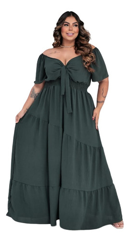 Vestido Longo Feminino Plus Size Moda Evangélica 48/54