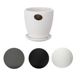 Macetero Circular De Ceramica Con Plato Pack De 4