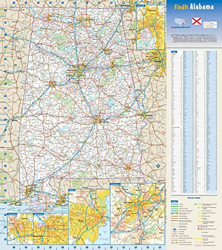 Mapa Mural Del Estado De Alabama - Laminado De 18,5 X 20,75