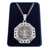 Medalla De San Benito + Cadena De 50cm :: Acero Quirúrgico