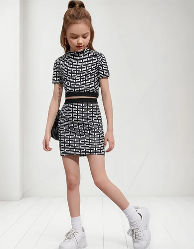 Shein Conjunto Falda Y Top Geometrico