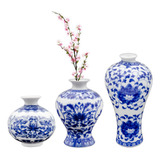 Auldhome Jarrones Chinoiserie Azules Y Blancos (juego De 3) 