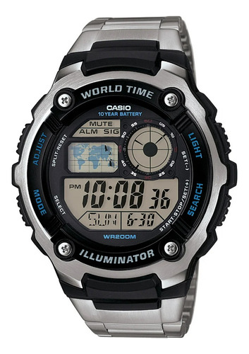 Reloj Casio Ae-2100wd 5 Alarmas Crono World Time Luz Sumergi