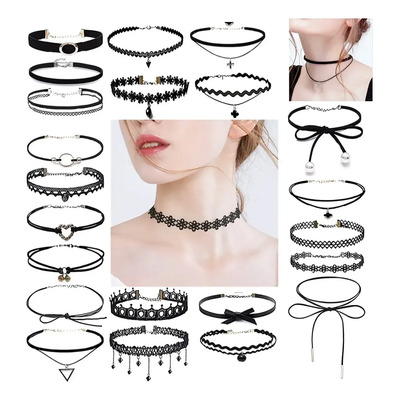 Collar Gargantilla Choker Retro 12 Pzs Color Diferente Msi | MercadoLibre