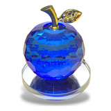 Figura Manzana Vidrio Azul K9 Cristal Apple Decoración Base