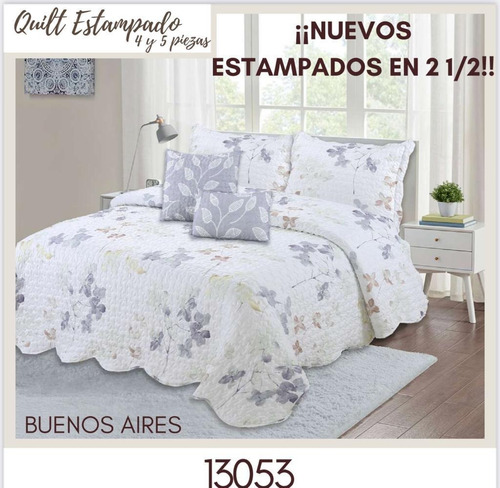 Set Cubrecama Quilt Estampado Queen 2 1/2 Plazas +4 Fundas!