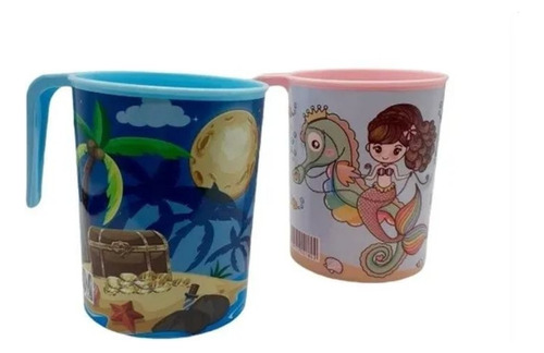 Taza Infantil Plastica Vaso 50 Unidades Dibujos Pirata Dino