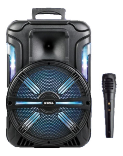 Parlante Bluetooth Karaoke Microfono Lector Memo Luces Led Color Negro