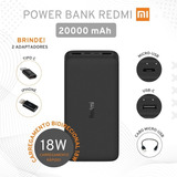 Bateria 20.000 Mah Xiaomi Portátil Original + Cabo Tipo C