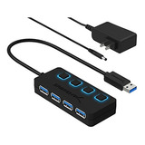 Usb 3.0 De 4 Puertos Con Interruptores De Alimentación Led