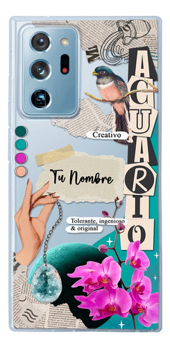 Funda Para Galaxy Mujer Signo Zodiaco Acuario Con Tu Nombre