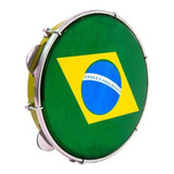 Pandeiro Luen 10 Profissional Pele Bandeira Aro Abs 