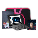 Capa C/ Teclado Unicórnio Mouse Rosa Para Tablet S6 Lite 