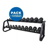 Rack Mancuernas 2 Tiers 500 Kg Sd0011b + Mancuernas 154 Kg