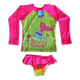 Roupa Banho Praia Infantil Proteção Solar Uv50 Menina Sereia