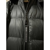 Campera Puffer Negra Larga Con Capucha