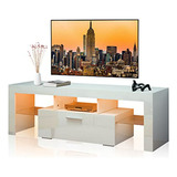 Soporte Tv Esquinero Blanco Brillante Con Led Para Tv 55 , M