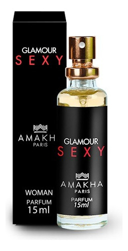Perfume Feminino Glamour Sexy 15ml Amakha Paris Fragrância Ambarado Gourmand Noite Edp Fixação Spray Presente Notas