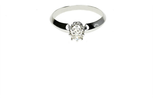 Anillo Solitario Diamante Talla Cushion Oro Blanco 18 Kts.