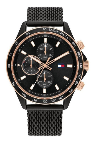 Reloj Tommy Hilfiger Hombre Acero Inoxidable 1792020 Miles Color De La Correa Negro Color Del Bisel Negro Color Del Fondo Negro