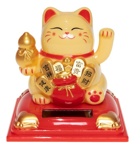 Gato De La Suerte  Maneki Neko 8cm Dorado