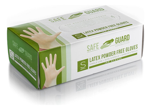 Guantes De Látex Sin Polvo Safeguard, Pequeños, 100 Unidad