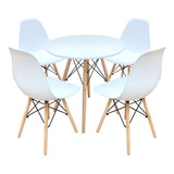 Cadeiras De Jantar + Mesa Redonda 70cm Branca