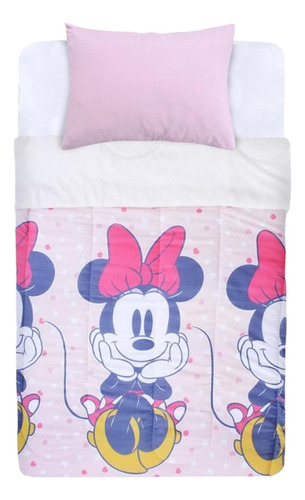 Cobertor Plumon Minnie Sherpa  1.5 Plaza Media + Funda