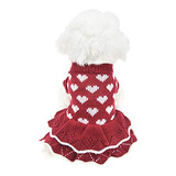 Navidad Pequeño Perro Suéteres Mujer Niña Rojo Invierno C