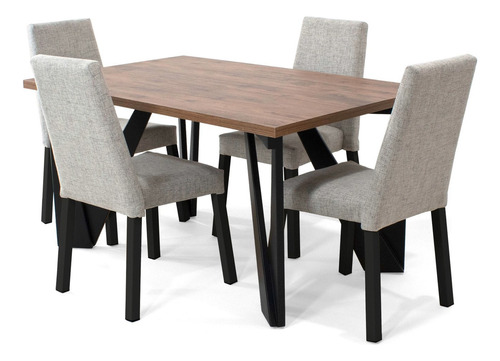 Set De Comedor Brixton 4 Puestos Con Sillas Viena Color Taupe Diseño De La Tela De Las Sillas Poliéster