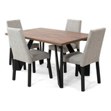 Set De Comedor Brixton 4 Puestos Con Sillas Viena Color Taupe Diseño De La Tela De Las Sillas Poliéster