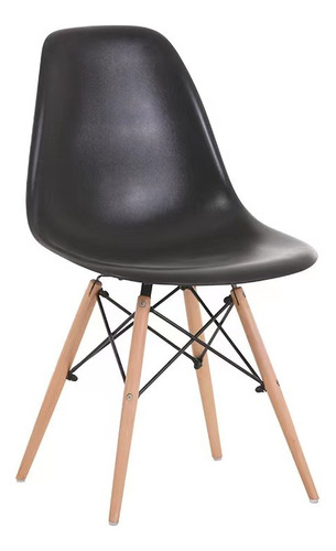 Silla Tipo Eames Moderna Minimalista 3 Piezas Estructura De La Silla Madera Asiento Negro