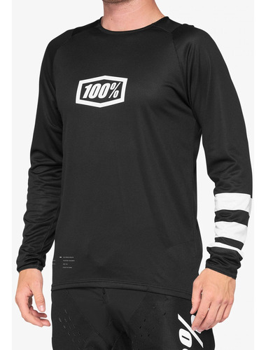 Polera Mtb Niño R-core Black/white Manga Larga 100%