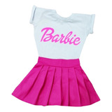 Conjunto Barbie Girl Plissado Infantil P/ Festa