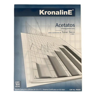 Paquete Acetato Transparente Tamaño Carta 25 Hojas Kronaline Blanco