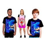 Kit Vestido + Camiseta Infantil + Camiseta Adulto  Sonic