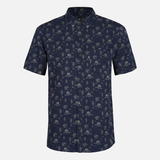 Camisa Hombre Woodpecker Short Sleeve Shirt Print Azul Noche