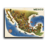 Cuadro Decorativo Canvas 80x120 Mapa De Republica Mexico