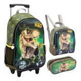 Kit Escolar Mochila Estojo Lancheira Térmica T Rex Seanite