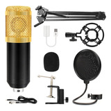 Kit Microfone Condensador + Placa De Som + Braço Articulado
