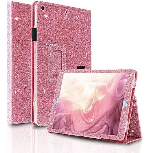 Funda iPad Fansong 10.2 9na/8va/7ma Gen Cuero/brillo Pink