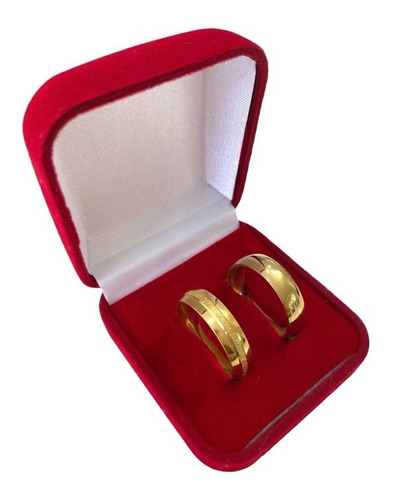 Par De Alianças 6mm  Banhado A Ouro 18k Casamento Namoro