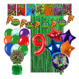 Combo Globos Tortugas Ninjas Banderin Topper