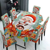 Set Navideño Fundas De Sillas + Mantel