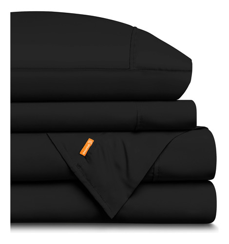 Sábanas Dreamlab 1800 Collection, Ultra Suave [queen Size] Color Negro Diseño De La Tela Liso