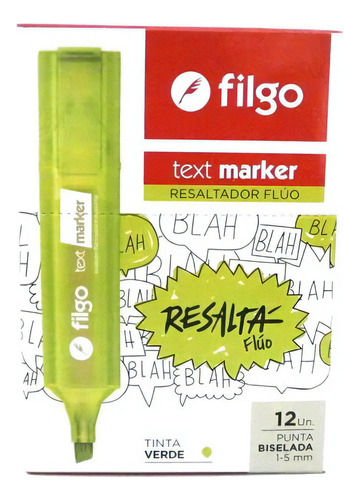 Resaltador Chato Filgo Fluo Verde X12 Filgo Sw-txm 11